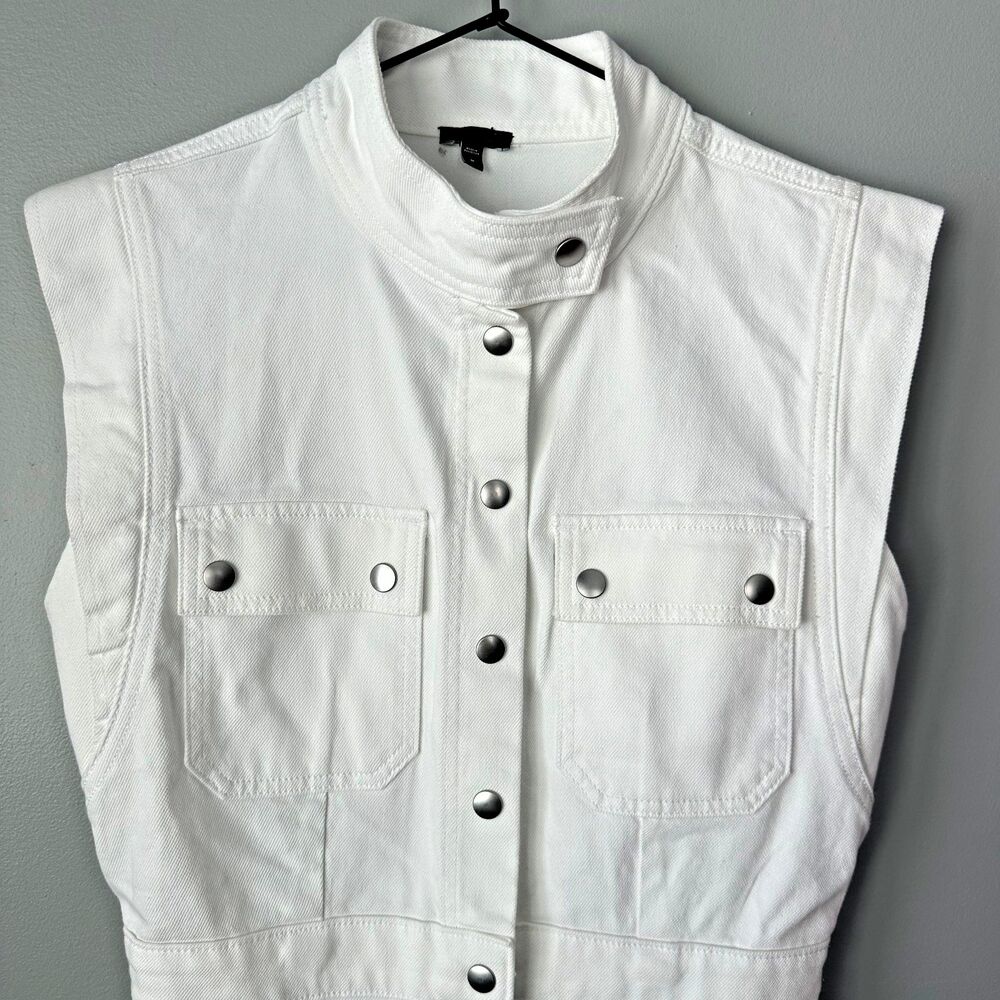 Express Denim Button Front White Utility Mini Dre… - image 3